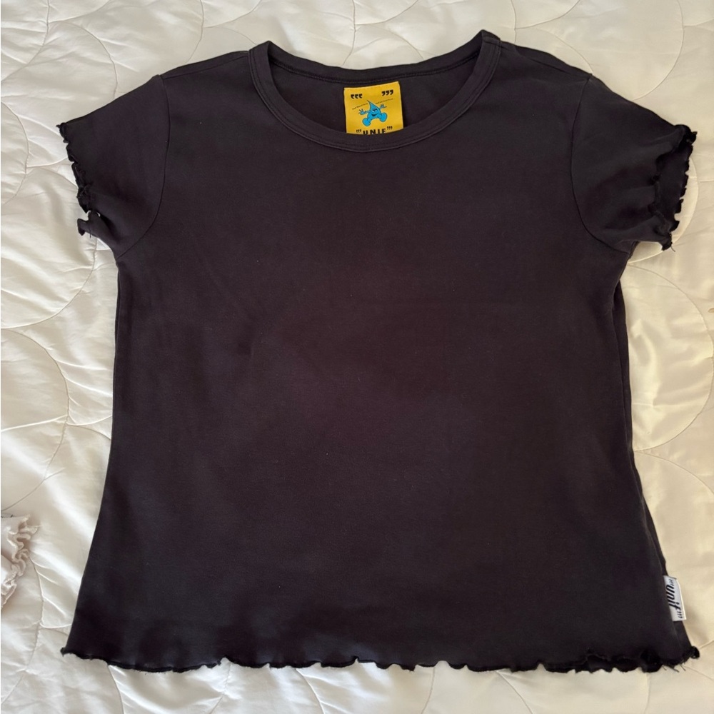 UNIF Black Frayed Edge Tee - Picture 3 of 5